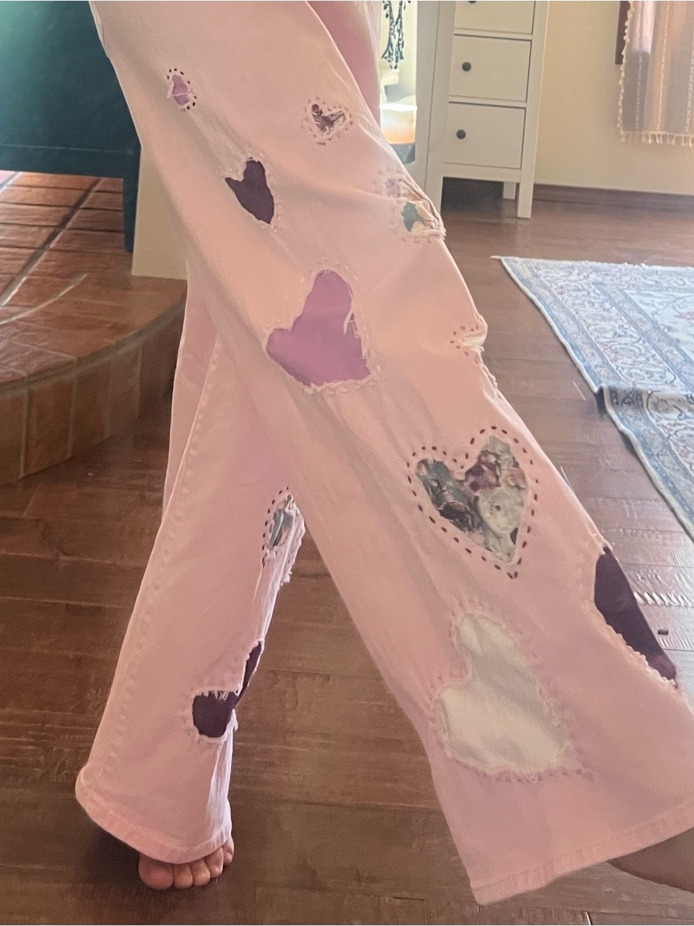 Hand stitched hearts jeans size 6 - Picture 8 of 16
